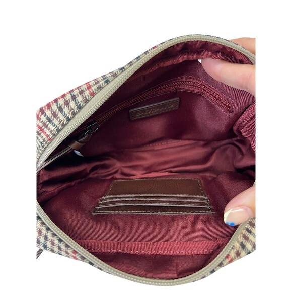 NWT Baekgaard Colby Plaid Brown Red Cream Crossbody Purse Bag Leather Handbag - Picture 9 of 16
